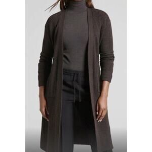 Athleta XS Scenic Wrap Cardigan Sweater Walnut Merino Wool Long Sweater Belt S